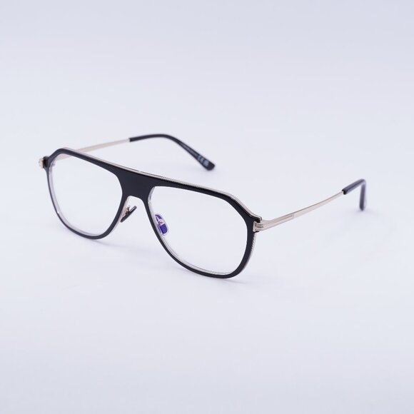 Tom Ford FT5943-B 003 Eyeglasses Black/Gold 56mm Aviator Frame, Blue Light Block - Picture 1 of 9